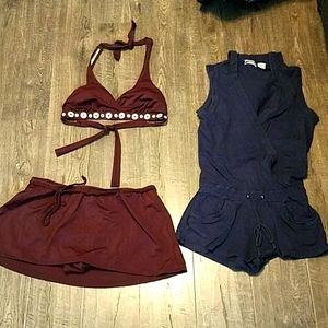 Bikini with skirt bottom and cover up